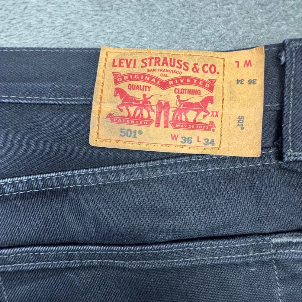 Levis 501 Original Fit Jeans Mens 36x34 Black Excellent Straight Leg Button Fly